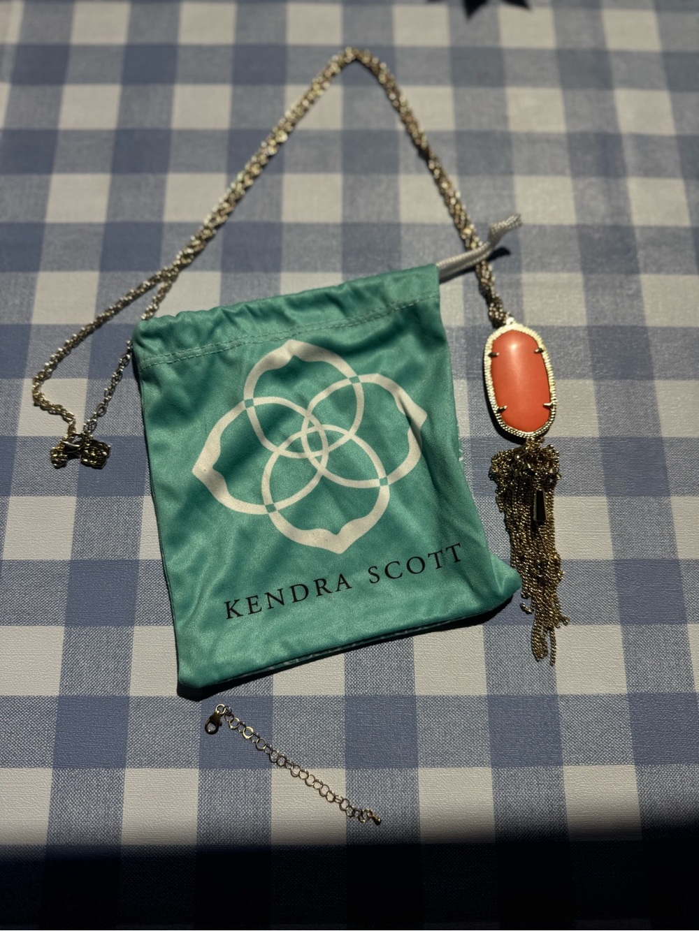 Kendra Scott Gold Tassel Necklace with Coral Stone